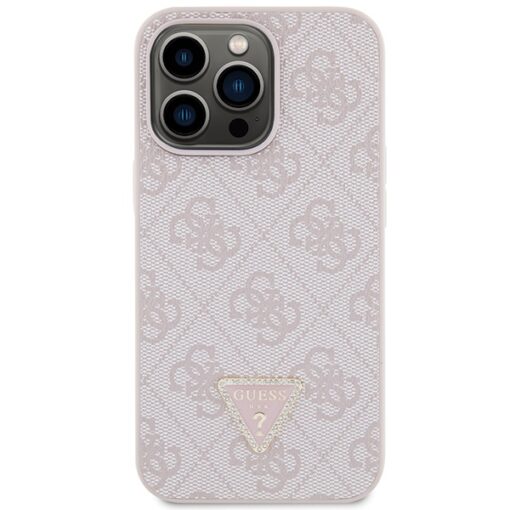 Guess case for iPhone 13 Pro 6,1" GUHCP13LP4TDSCPP pink HC PU Leather Metal Logo Strass Crossbody - Image 3