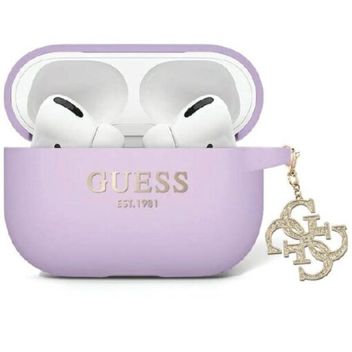 Guess case for Airpods Pro 2 GUAP2LECG4U purple Silicone 4G Strassed Charm