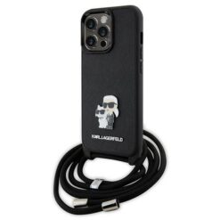 Karl Lagerfeld case for iPhone 13 Pro 6,1" KLHCP13LSAKCPSK black HC Saffiano KC Metal Pin Crossbody