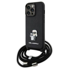 Karl Lagerfeld case for iPhone 13 Pro 6,1" KLHCP13LSAKCPSK black HC Saffiano KC Metal Pin Crossbody