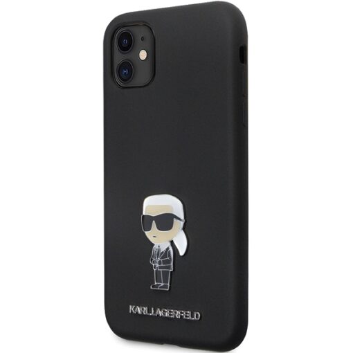 Karl Lagerfeld case for iPhone 11 KLHCN61SMHKNPK black HC Silicone Ikonik Metal Pin - Image 2