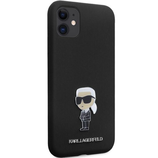 Karl Lagerfeld case for iPhone 11 KLHCN61SMHKNPK black HC Silicone Ikonik Metal Pin - Image 4