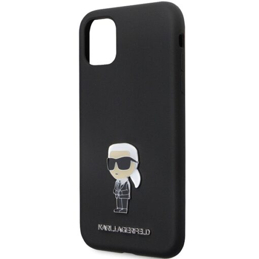 Karl Lagerfeld case for iPhone 11 KLHCN61SMHKNPK black HC Silicone Ikonik Metal Pin - Image 6