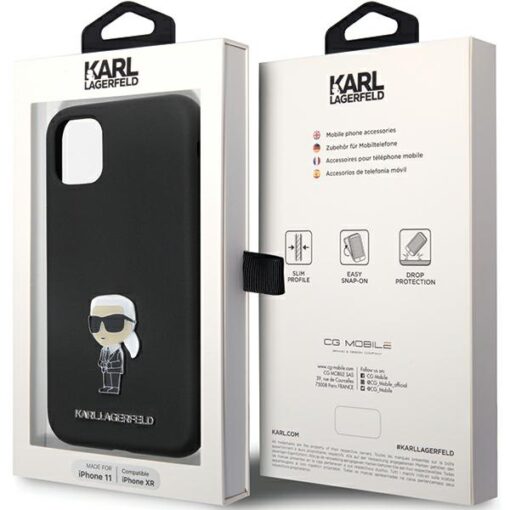 Karl Lagerfeld case for iPhone 11 KLHCN61SMHKNPK black HC Silicone Ikonik Metal Pin - Image 8