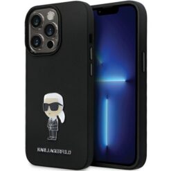 Karl Lagerfeld case for iPhone 13 Pro 6,1" KLHCP13LSMHKNPK black HC Silicone Ikonik Metal Pin