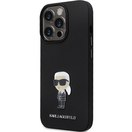 Karl Lagerfeld case for iPhone 13 Pro Max 6,7" KLHCP13XSMHKNPK black HC Silicone Ikonik Metal Pin - Image 2