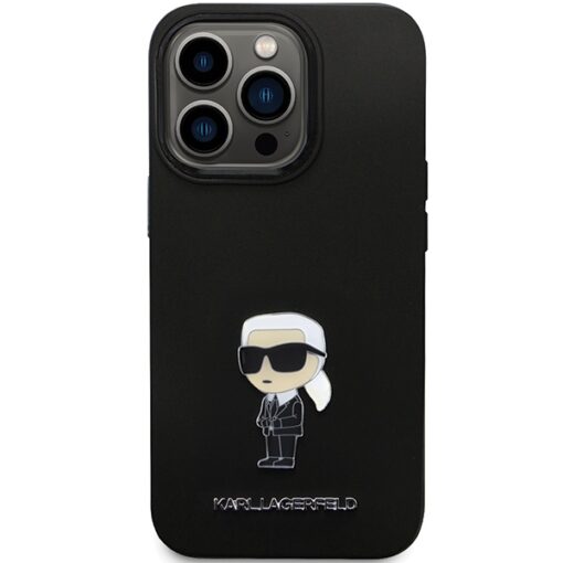 Karl Lagerfeld case for iPhone 13 Pro Max 6,7" KLHCP13XSMHKNPK black HC Silicone Ikonik Metal Pin - Image 3