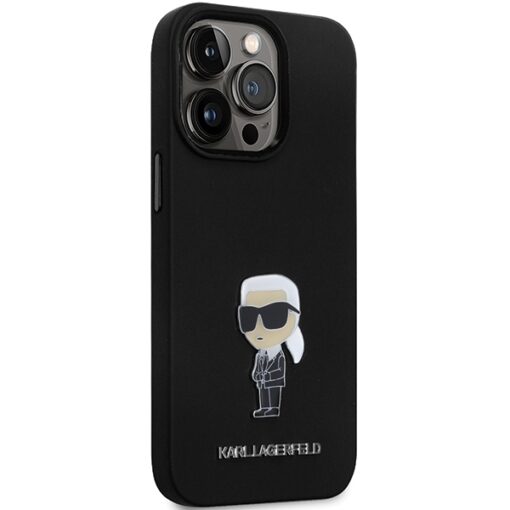 Karl Lagerfeld case for iPhone 13 Pro Max 6,7" KLHCP13XSMHKNPK black HC Silicone Ikonik Metal Pin - Image 4