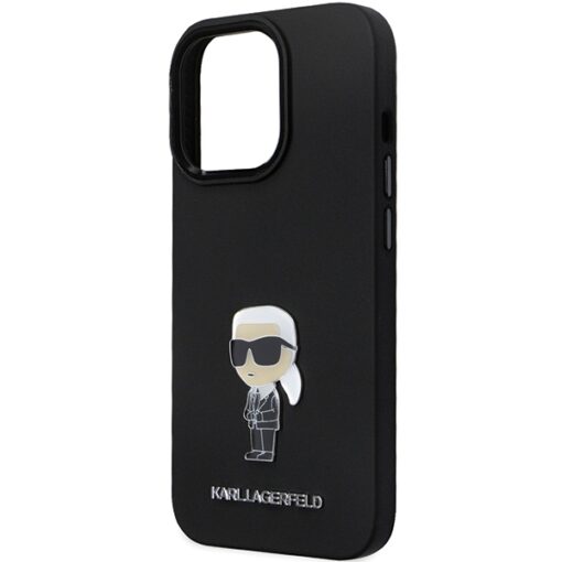 Karl Lagerfeld case for iPhone 13 Pro Max 6,7" KLHCP13XSMHKNPK black HC Silicone Ikonik Metal Pin - Image 6