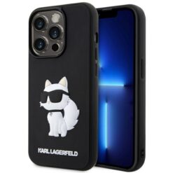 Karl Lagerfeld case for iPhone 14 Pro Max 6,7" KLHCP14X3DRKHNK black hardcase Rubber Choupette 3D