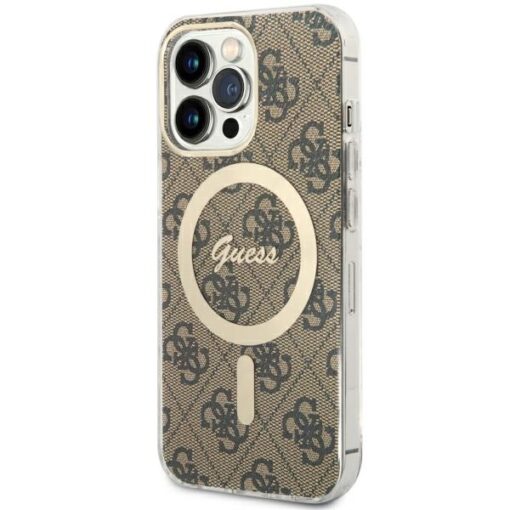 Guess case for iPhone 13 / 13 Pro 6,1" GUHMP13LH4STW brown hard case 4G MagSafe