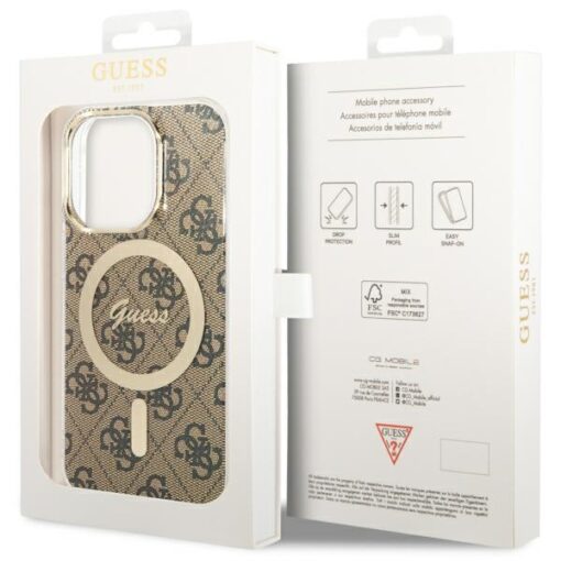 Guess case for iPhone 13 / 13 Pro 6,1" GUHMP13LH4STW brown hard case 4G MagSafe - Image 7