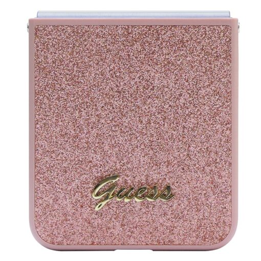 Guess case for Samsung Z Flip5 GUHCZF5HGGSHP pink HC PU/TPU Glitter Script - Image 5