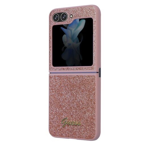 Guess case for Samsung Z Flip5 GUHCZF5HGGSHP pink HC PU/TPU Glitter Script - Image 6