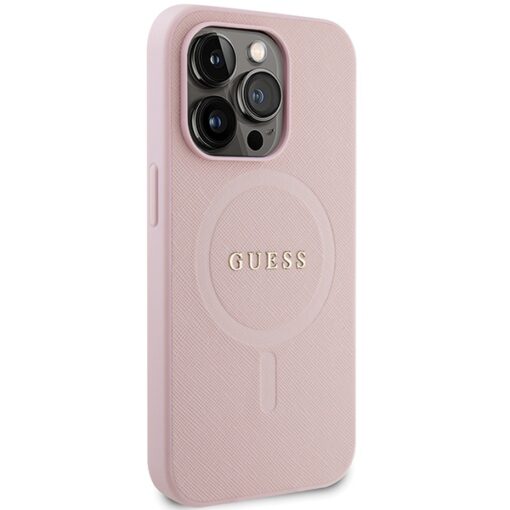 Guess case for iPhone 13 Pro Max 6,7" GUHMP13XPSAHMCP pink Saffiano Magsafe - Image 4