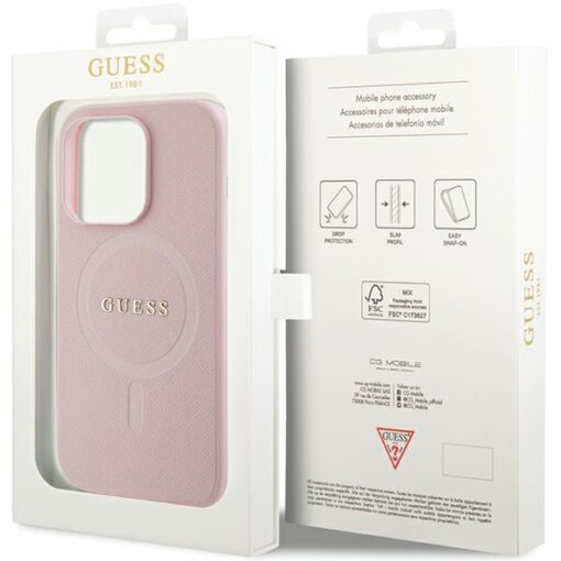 Guess case for iPhone 13 Pro Max 6,7" GUHMP13XPSAHMCP pink Saffiano Magsafe - Image 8