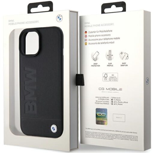 BMW case for iPhone 15 Plus 6,7" BMHMP15MSLLBK black HC Magsafe Leather Hot Stamp - Image 8