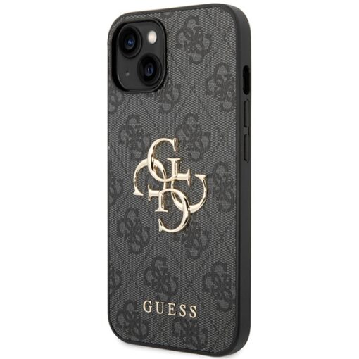 Guess case for iPhone 15 6,1" GUHCP15S4GMGGR grey HC PU Leather 4G Metal Logo - Image 2