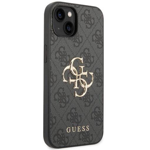 Guess case for iPhone 15 6,1" GUHCP15S4GMGGR grey HC PU Leather 4G Metal Logo - Image 4