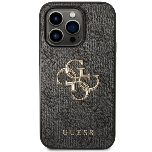 Guess case for iPhone 15 Pro Max 6,7" GUHCP15X4GMGGR grey HC PU Leather 4G Metal Logo - Image 3