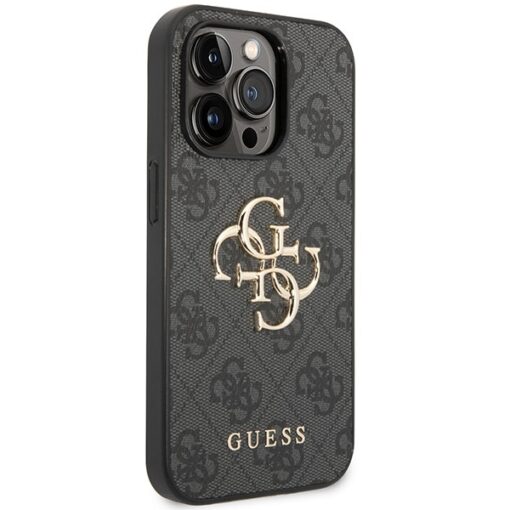 Guess case for iPhone 15 Pro Max 6,7" GUHCP15X4GMGGR grey HC PU Leather 4G Metal Logo - Image 4