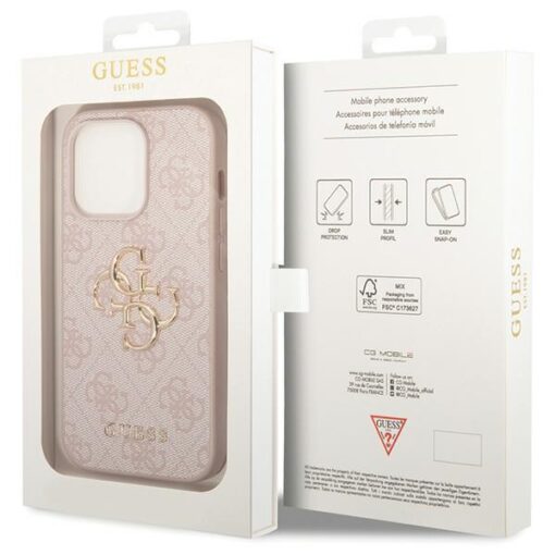 Guess case for iPhone 15 Pro 6,1" GUHCP15L4GMGPI pink HC PU Leather 4G Metal Logo - Image 8