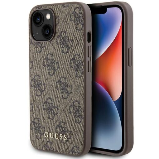 Guess case for iPhone 15 6,1" GUHCP15SG4GFBR brown HC PU 4G Metal Logo