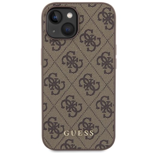 Guess case for iPhone 15 6,1" GUHCP15SG4GFBR brown HC PU 4G Metal Logo - Image 3