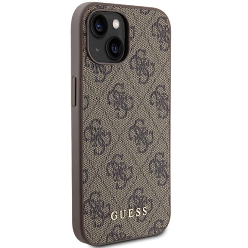 Guess case for iPhone 15 6,1" GUHCP15SG4GFBR brown HC PU 4G Metal Logo - Image 4