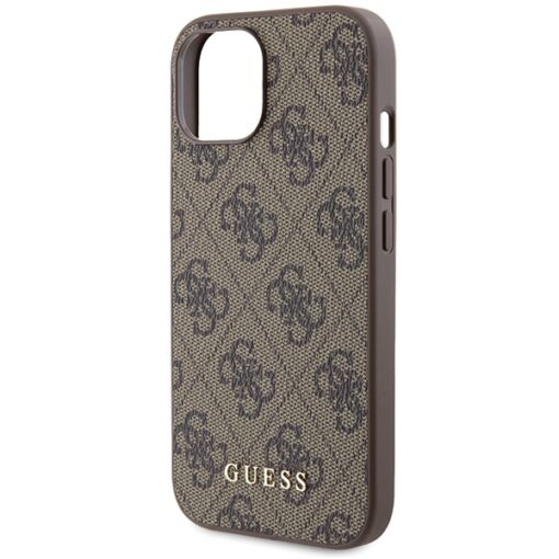 Guess case for iPhone 15 6,1" GUHCP15SG4GFBR brown HC PU 4G Metal Logo - Image 6