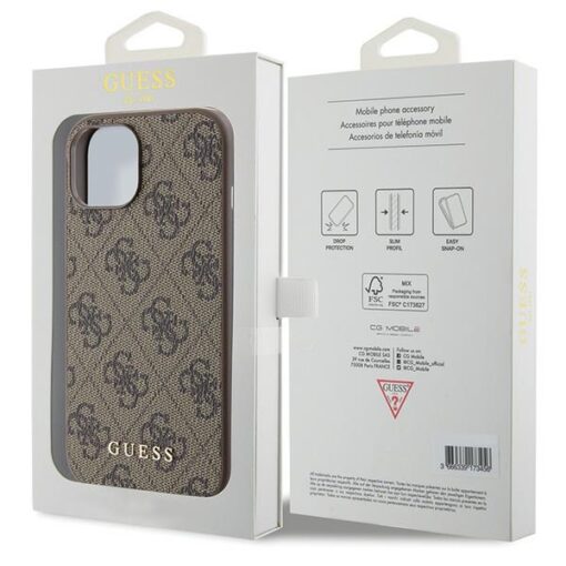 Guess case for iPhone 15 6,1" GUHCP15SG4GFBR brown HC PU 4G Metal Logo - Image 8