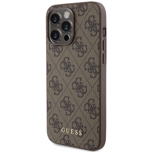 Guess case for iPhone 15 Pro Max 6,7" GUHCP15XG4GFBR brown HC PU 4G Metal Logo - Image 2