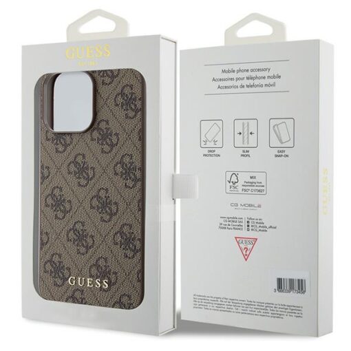 Guess case for iPhone 15 Pro Max 6,7" GUHCP15XG4GFBR brown HC PU 4G Metal Logo - Image 8