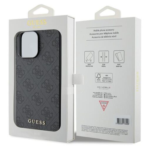 Guess case for iPhone 15 Pro 6,1" GUHCP15LG4GFGR szara HC PU 4G Metal Logo - Image 8