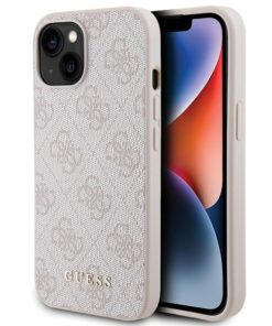 Guess case for iPhone 15 6,1" GUHCP15SG4GFPI pink HC PU 4G Metal Logo