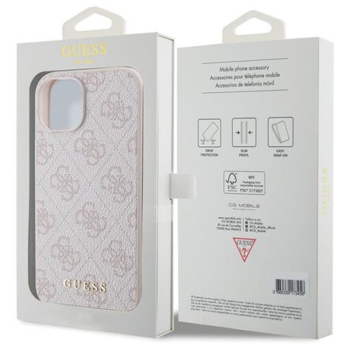 Guess case for iPhone 15 6,1" GUHCP15SG4GFPI pink HC PU 4G Metal Logo - Image 8