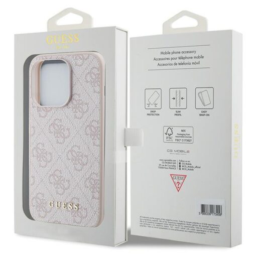 Guess case for iPhone 15 Pro 6,1" GUHCP15LG4GFPI pink HC PU 4G Metal Logo - Image 8