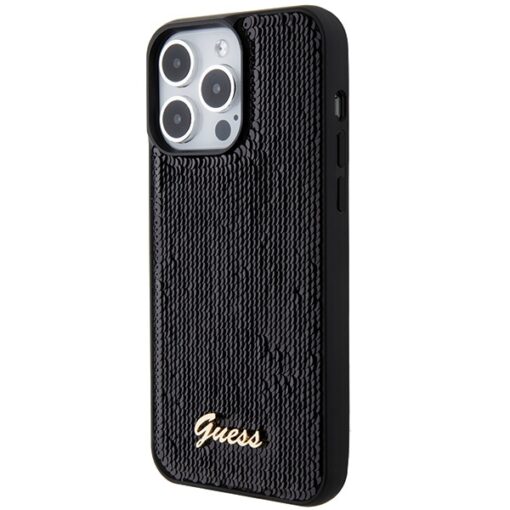 Guess case for iPhone 15 Pro 6,1" GUHCP15LPSFDGSK black HC Sequin Script Metal - Image 2