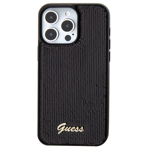 Guess case for iPhone 15 Pro 6,1" GUHCP15LPSFDGSK black HC Sequin Script Metal - Image 3