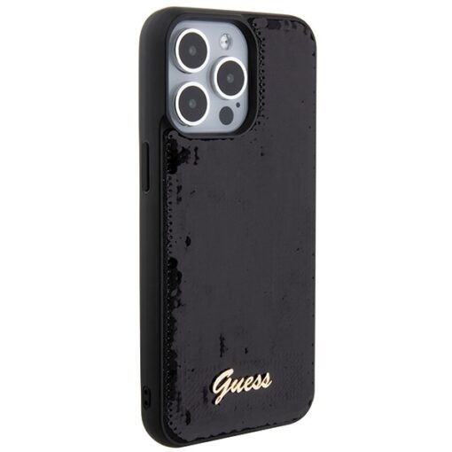 Guess case for iPhone 15 Pro 6,1" GUHCP15LPSFDGSK black HC Sequin Script Metal - Image 4