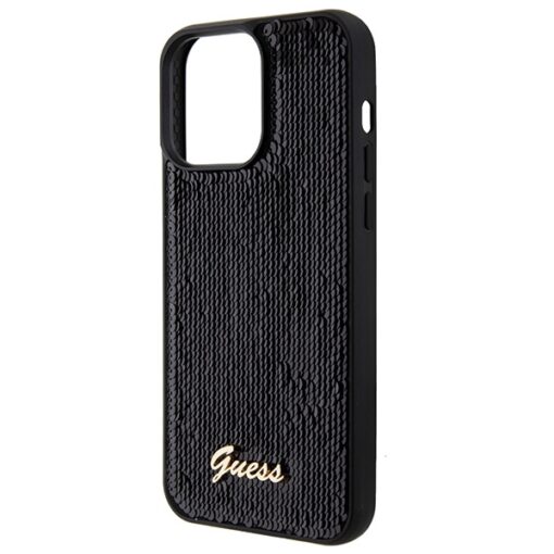 Guess case for iPhone 15 Pro 6,1" GUHCP15LPSFDGSK black HC Sequin Script Metal - Image 6