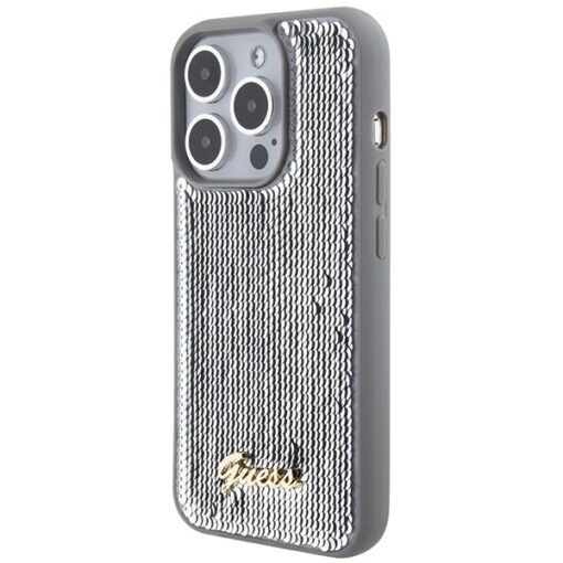 Guess case for iPhone 15 Pro 6,1" GUHCP15LPSFDGSS silver HC Sequin Script Metal - Image 2