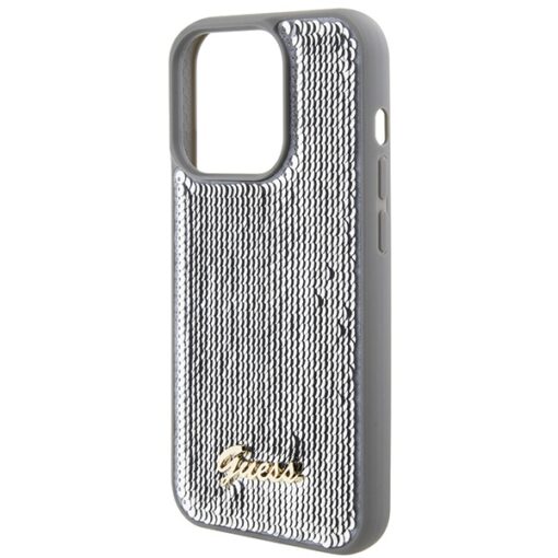 Guess case for iPhone 15 Pro 6,1" GUHCP15LPSFDGSS silver HC Sequin Script Metal - Image 6