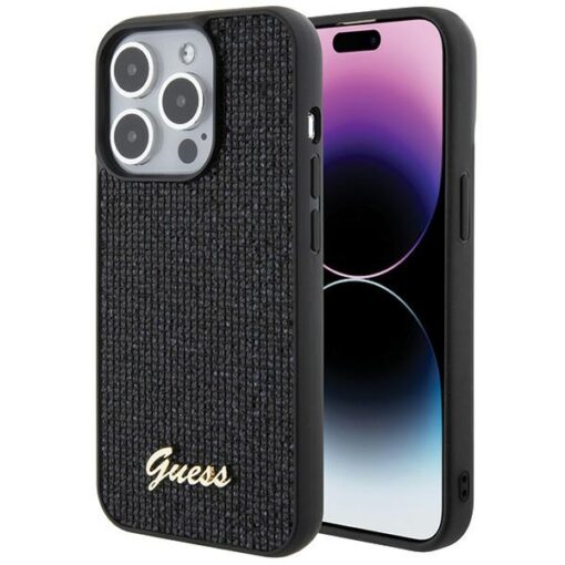 Guess case for iPhone 15 Pro 6,1" GUHCP15LPMSDGSK black HC PU Disco Script Metal