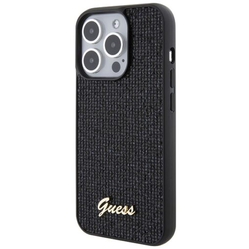 Guess case for iPhone 15 Pro 6,1" GUHCP15LPMSDGSK black HC PU Disco Script Metal - Image 2