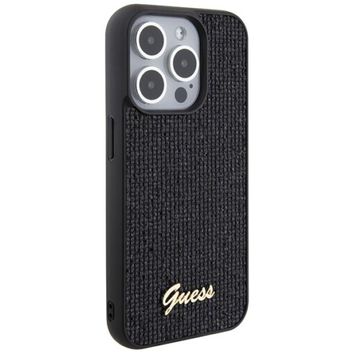 Guess case for iPhone 15 Pro 6,1" GUHCP15LPMSDGSK black HC PU Disco Script Metal - Image 4