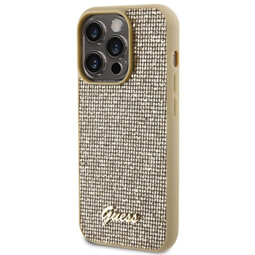 Guess case for iPhone 15 Pro 6,1" GUHCP15LPMSDGSD gold HC PU Disco Script Metal - Image 2