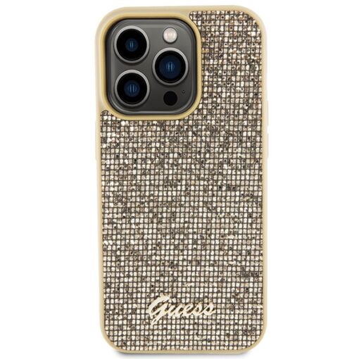 Guess case for iPhone 15 Pro 6,1" GUHCP15LPMSDGSD gold HC PU Disco Script Metal - Image 3