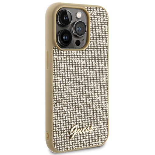 Guess case for iPhone 15 Pro 6,1" GUHCP15LPMSDGSD gold HC PU Disco Script Metal - Image 4