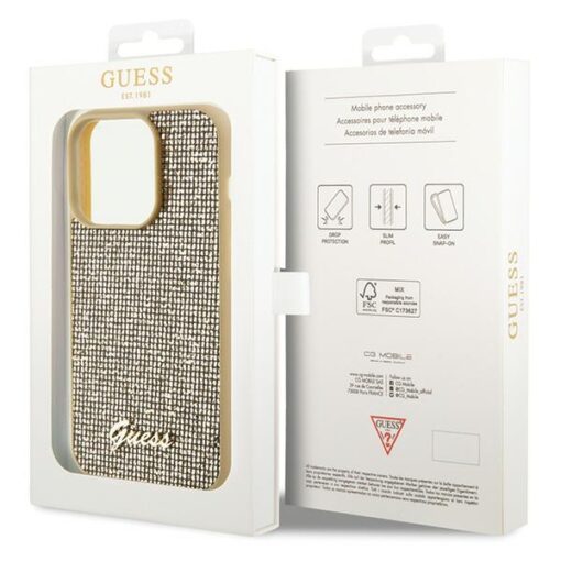 Guess case for iPhone 15 Pro 6,1" GUHCP15LPMSDGSD gold HC PU Disco Script Metal - Image 8